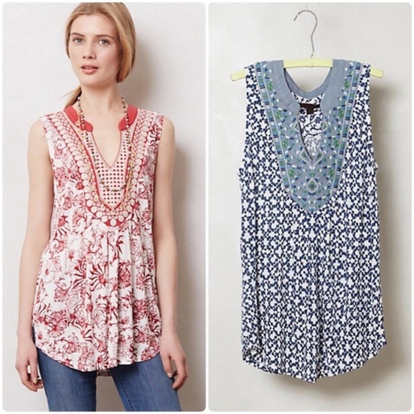 Anthropologie Tops - Anthro A Common Thread Painted Porcelain Tank